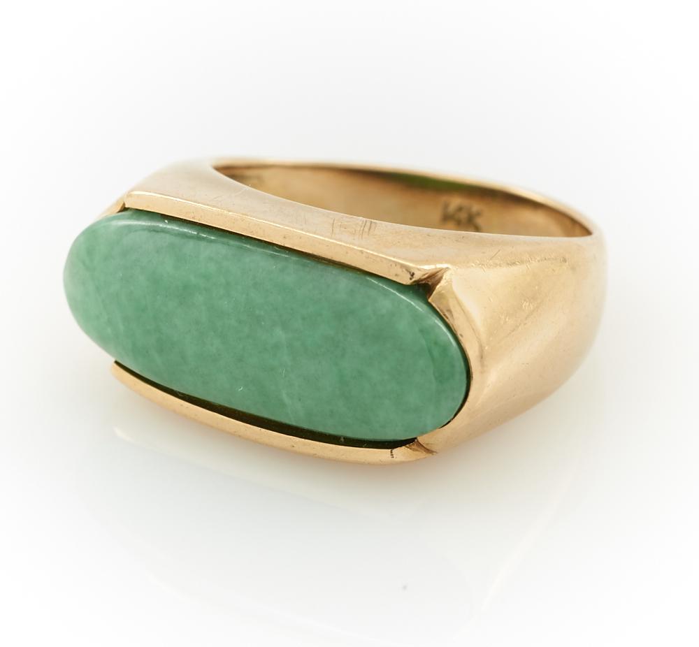 14k Yellow gold & jade saddle ring (1 of 1)