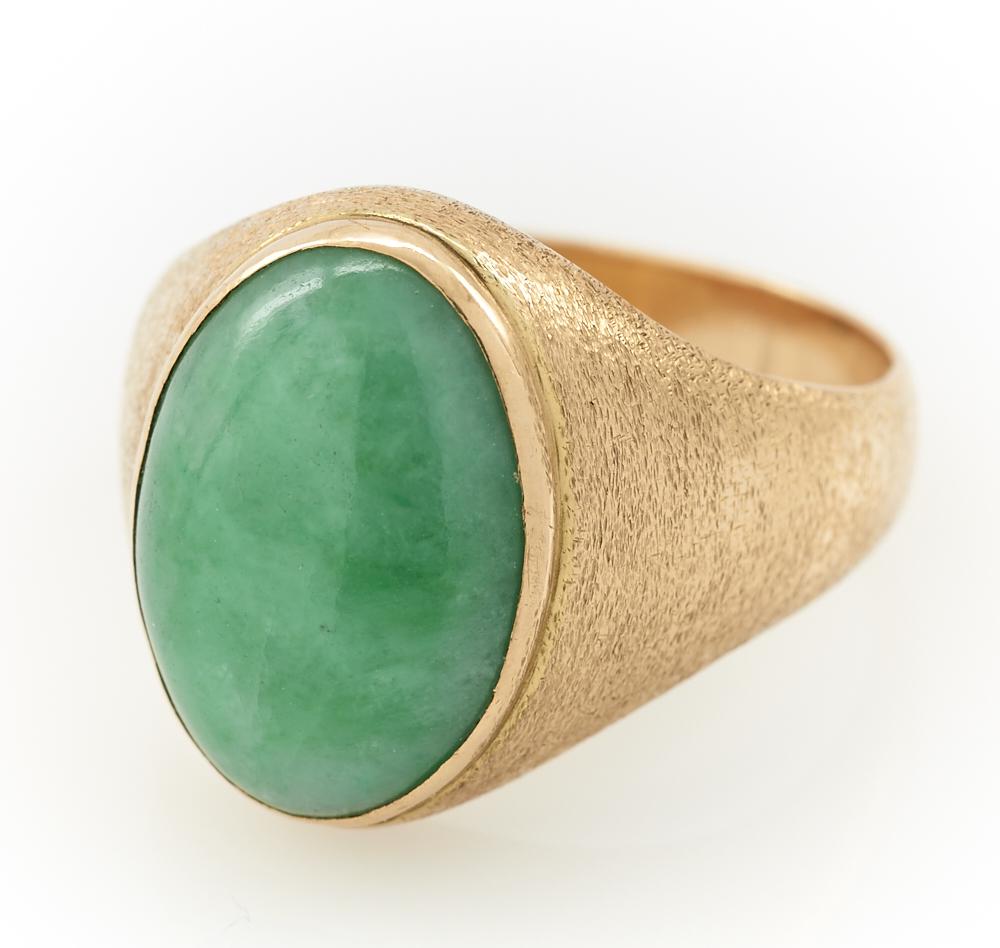 18k Yellow gold & jade brushed gold gypsy ring (1 of 1)
