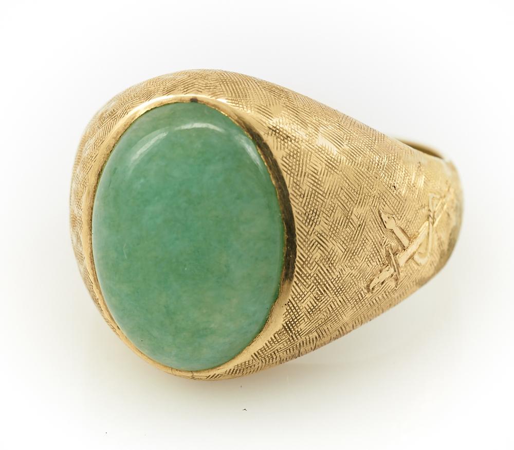 14k Yellow gold & jade gypsy ring (1 of 1)