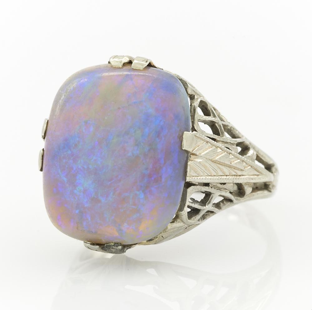 18k White gold & opal filigree ring (1 of 1)