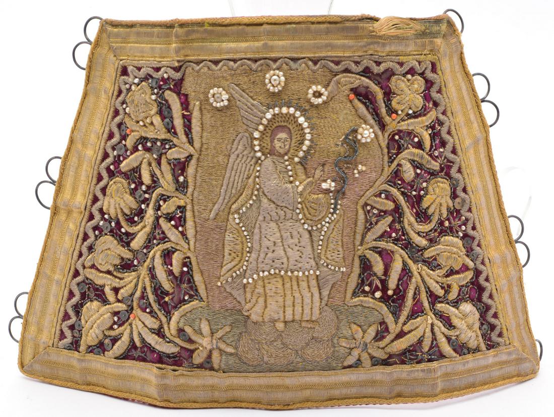 Saint Michael Wrist Cuff with metal thread (1 of 4)