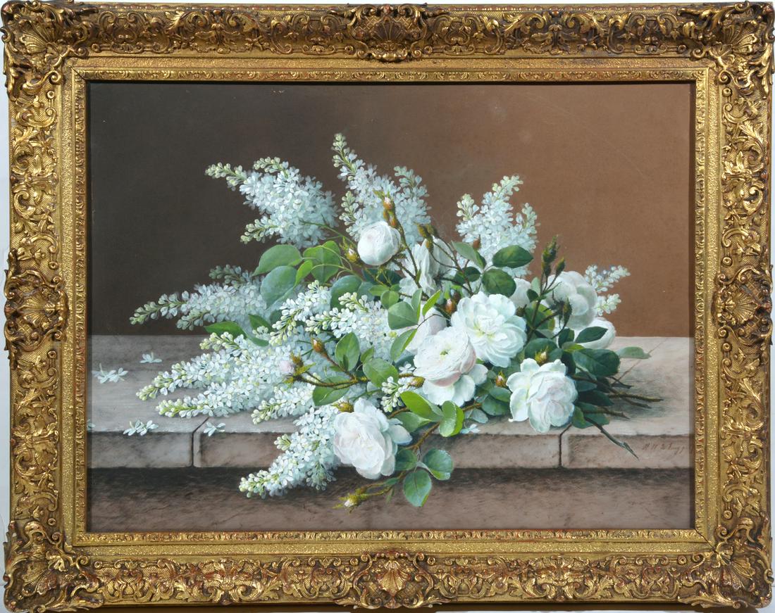 Raoul M. de Longpre, Roses and Lilacs, gouache/wc (1 of 7)