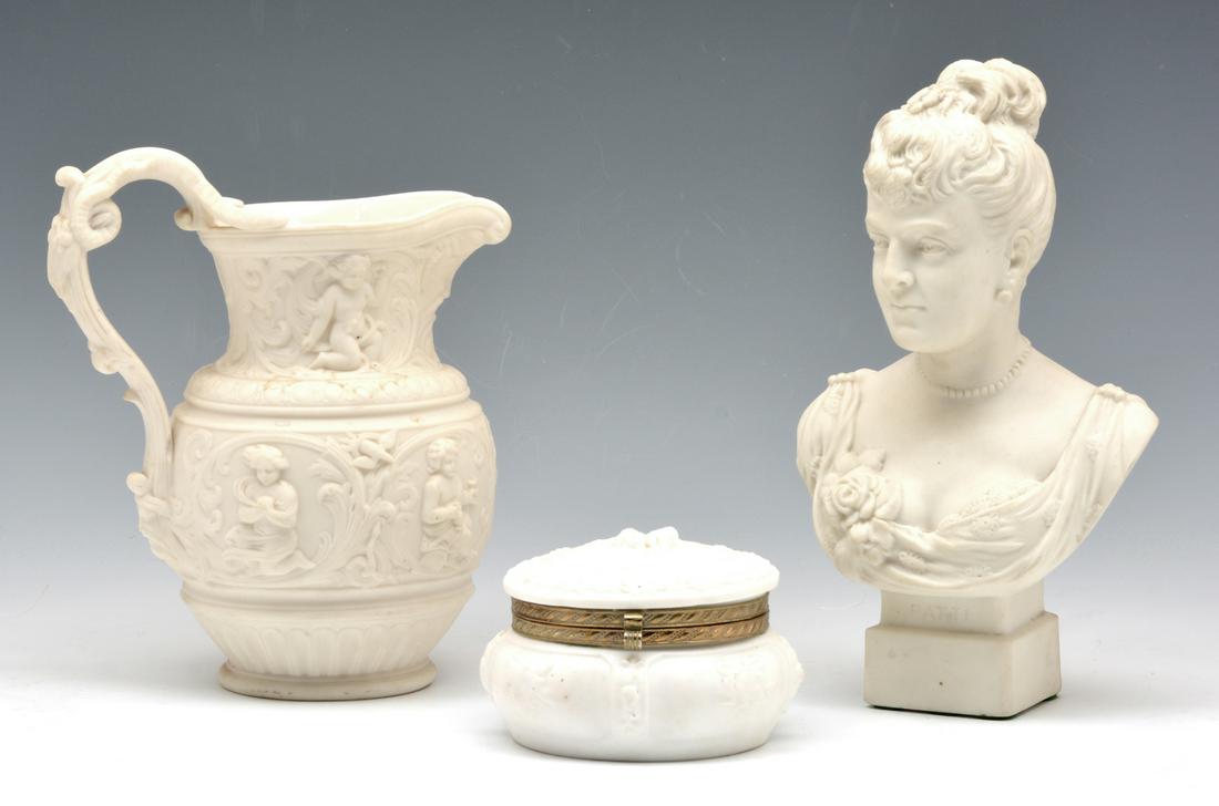 Grouping of 3 Unglazed Bisque Pieces. (1 of 3)