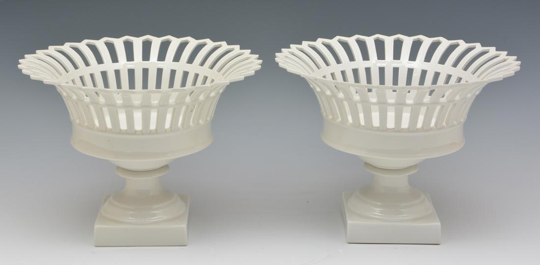 KPM Pierced Lattice Compotes. 7 3/8" tall x 9 3/4" dia: KPM Pierced Lattice Compotes. 7 3/8" tall x 9 3/4" diameter. Very good condition.