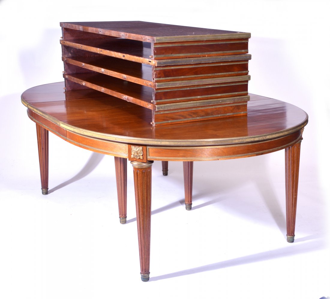 French Mahogany Oval Dining Table, 5 Skirted Leaves (1 of 2)