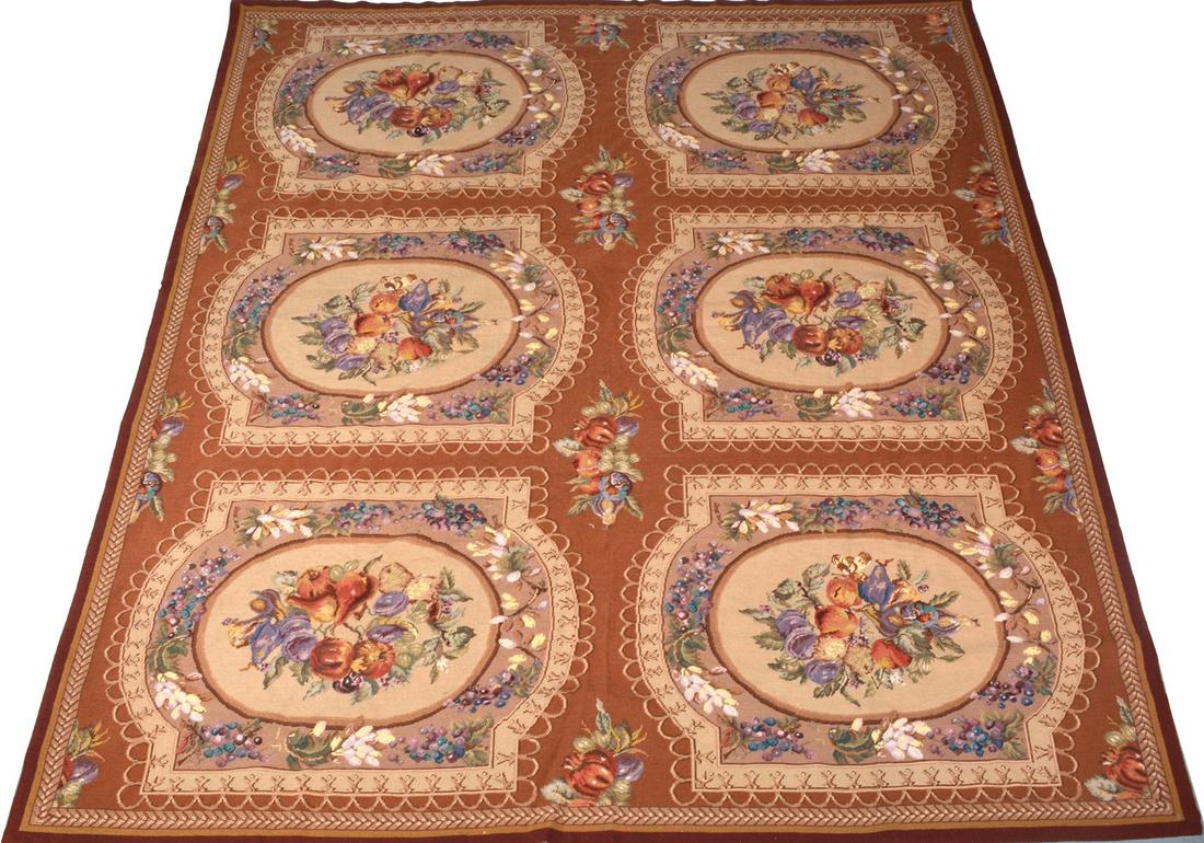 Aubusson Tapestry, woven with floral medallions. (1 of 3)