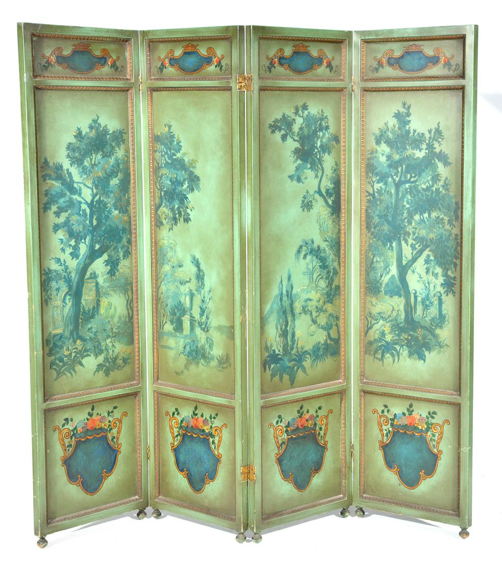 Hand Painted Wooden Screen in the French Taste (1 of 3)