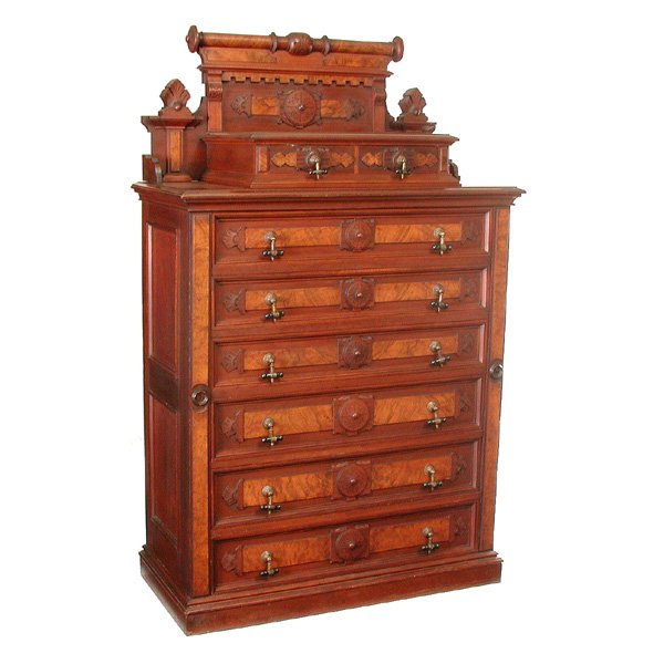 Eastlake Walnut Sidelock Dresser