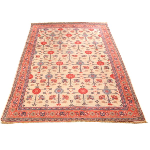 Oushak Oriental Carpet, Beige W Florals