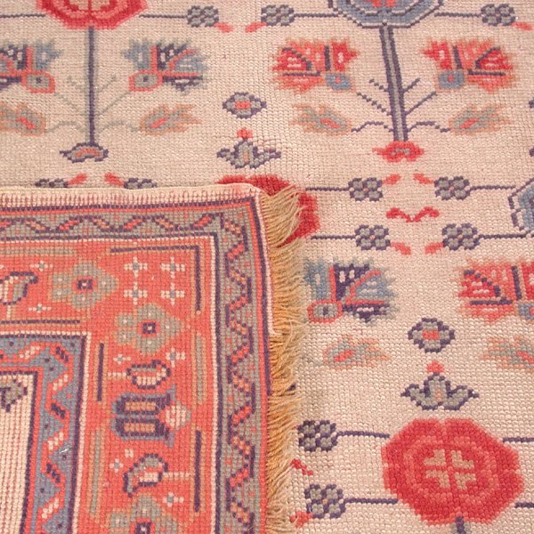 Oushak Oriental Carpet, Beige W Florals - 2