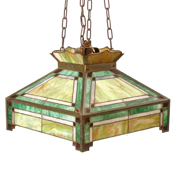 Stained Glass Ceiling Fixture, Marbled Slag Glass