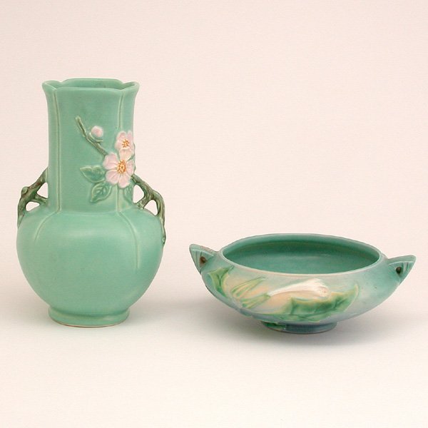 Weller Ceramic Vase, Roseville Jardiniere, Green