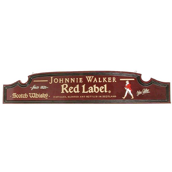 Wooden Advertising Sign, "Johnny Walker Red Label"