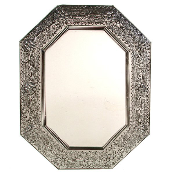 Hand Tooled Pewter Mexican Mirror