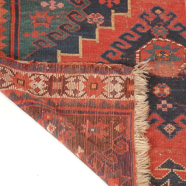 Caucasian Rug, Blue On Rust - 2