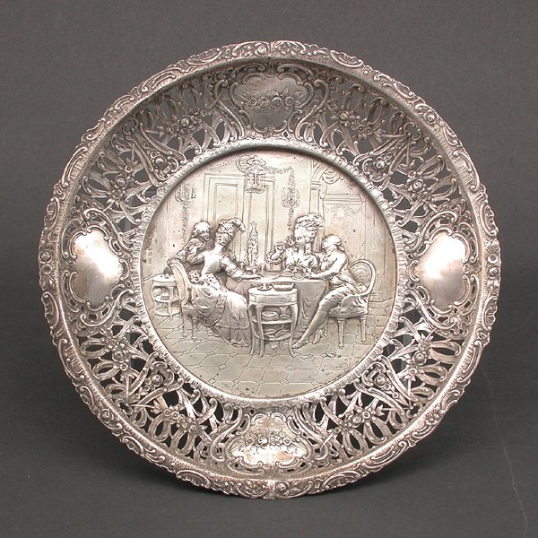 Continental Silver Repousse Plate