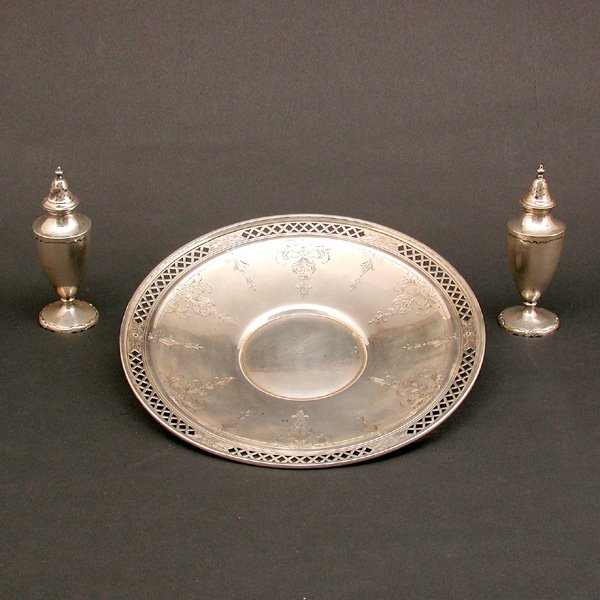 Sterling Silver Shreve Salt & Pepper, Cookie Tray