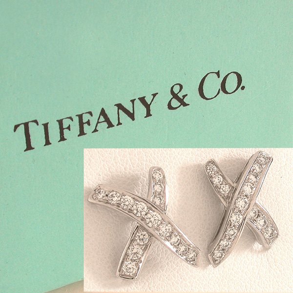 Platinum Tiffany & Co. Diamond " X " Earrings