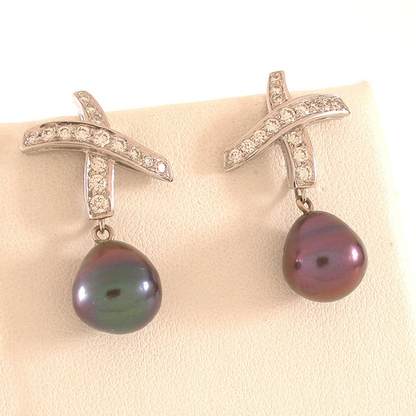 Platinum Tiffany & Co. Diamond " X " Earrings - 3