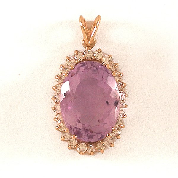 14 Karat Gold Amethyst & Diamond Pendant