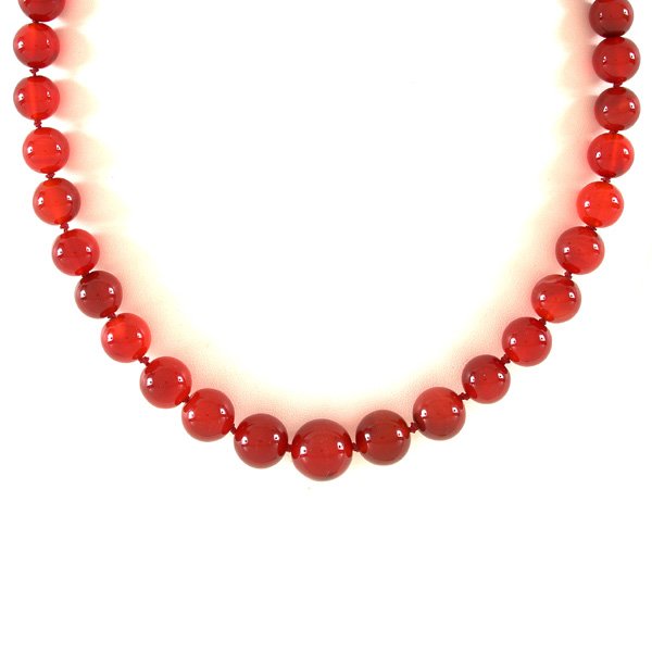 14 Karat Gold Carnelian Bead Necklace