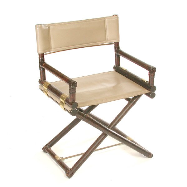 8 McGuire "X" Chairs, Brass, Wood & Leather - 2