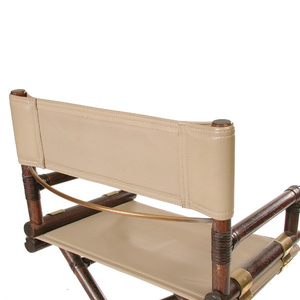 8 McGuire "X" Chairs, Brass, Wood & Leather - 5