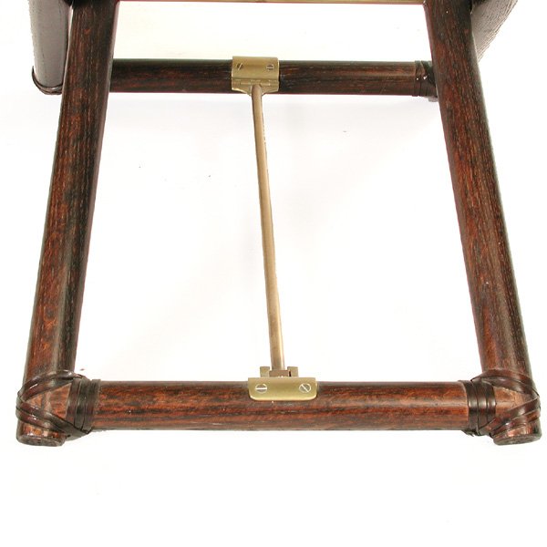 8 McGuire "X" Chairs, Brass, Wood & Leather - 7