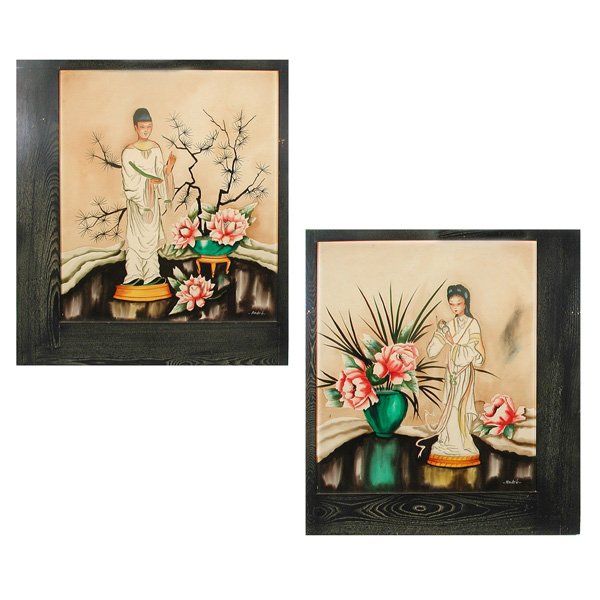 Andre, Mid Century "Chinese" Watercolors