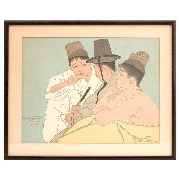 Paul Jacoulet Print, "Trois Coreens" & Korean Gat - 2