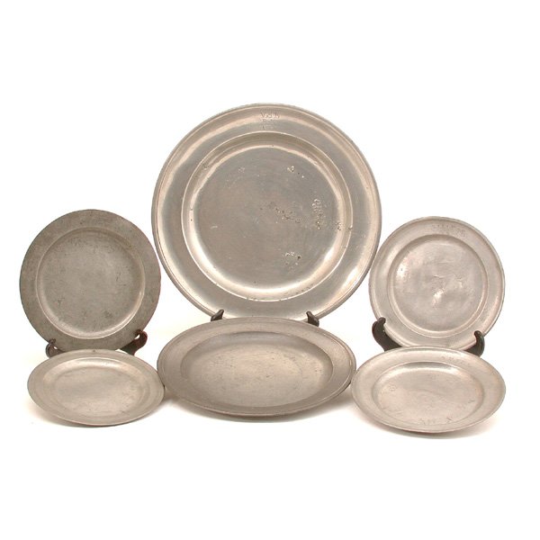 5 Pewter Plates & 1 Charger 1729
