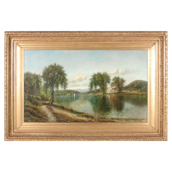 Edmund Darch Lewis Painting, Summer Lake Landscape
