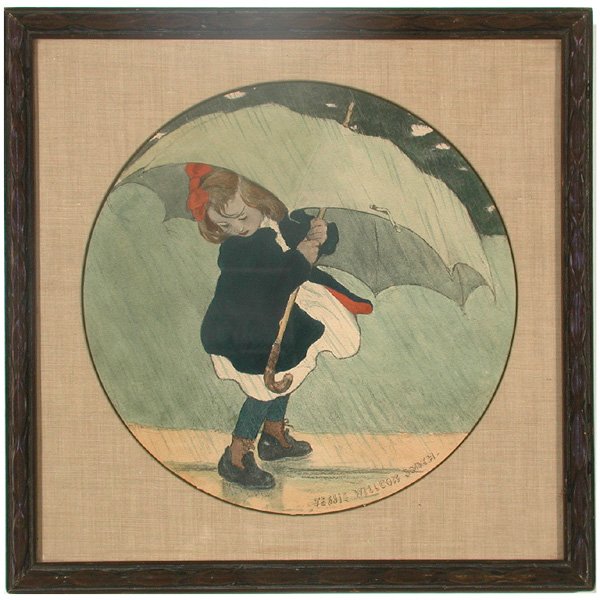 Jesse Wilcox Smith Painting, Young Girl In Rain