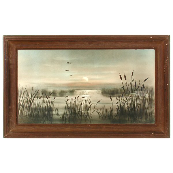 Photograph & Watercolor, Moonlit Marsh