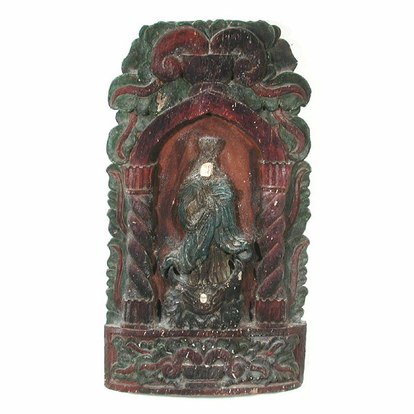 Carved & Painted Wooden Religious Panel