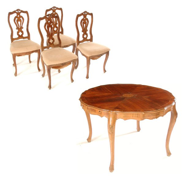 Italian Table & 4 Chairs, L 19th. C