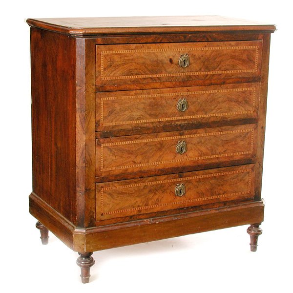 Continental Walnut Chest Of Drawers