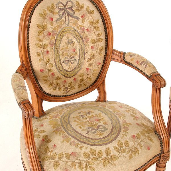 Louis XVI French Walnut Armchairs, 19th. C - 2