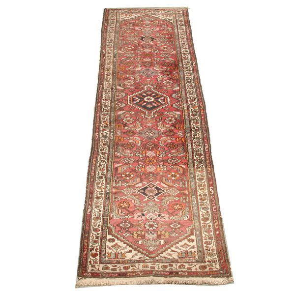 Persian Rug, Runner, 2' 9" x 9' 6": RUG. Persian rug, a runner with rose field and ivory border, multicolor throughout, 20th. C, 2' 9" x 9' 6", good condition.