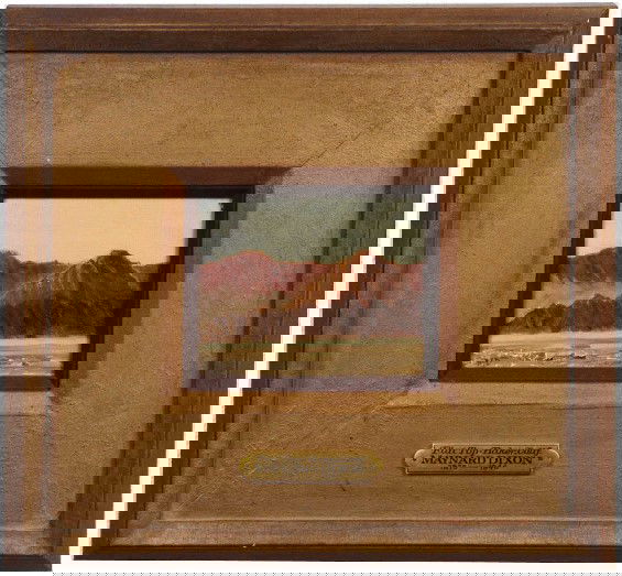 Maynard Dixon: Maynard Dixon, Flat Top-Baker California, initialed MD lower left, oil on canvas laid on board, image size 4" x 5", good condition