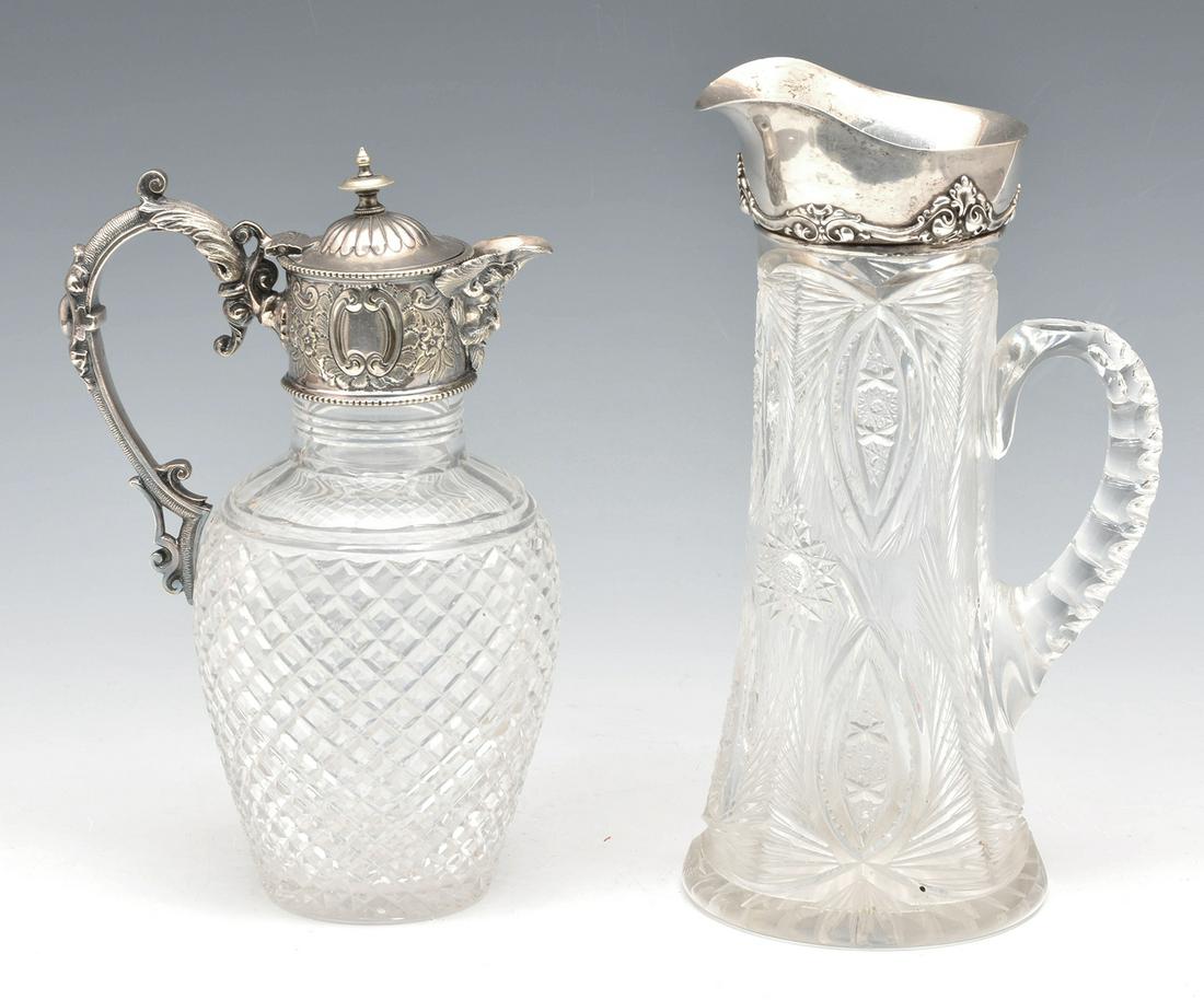 Gorham Silver Cut Glass Pitcher & A Glass Ewer (1 of 4)