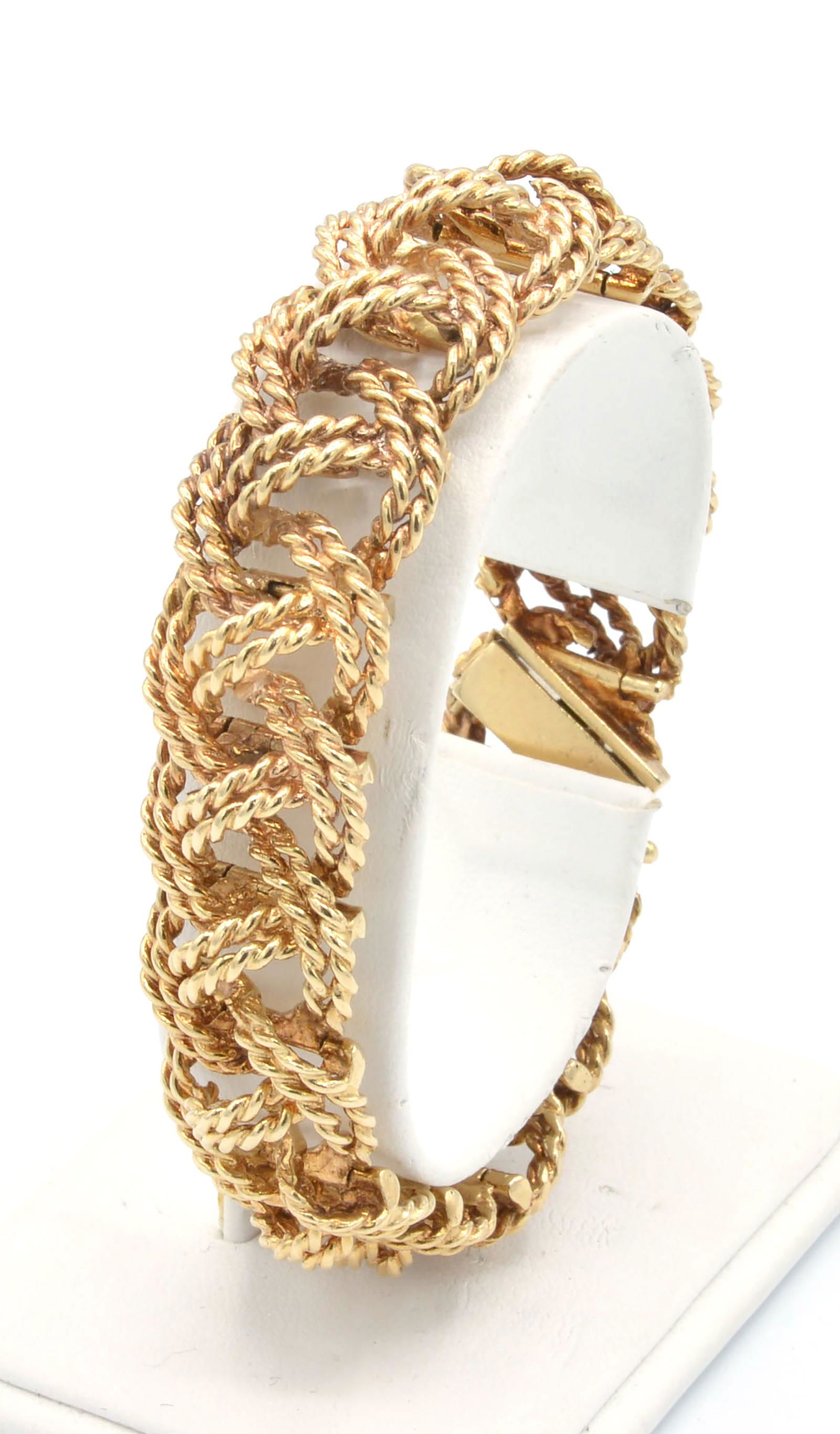 Gold Twisted Wire, Open Link Braided Bracelet (1 of 5)