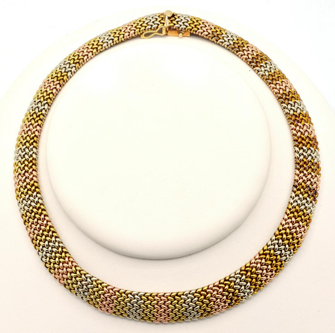 14K Gold tri-color basket weave necklace (1 of 3)