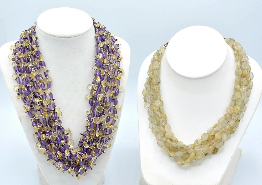 Two Necklaces, 1 Amethyst (20") & 1 Quartz (18") (1 of 2)