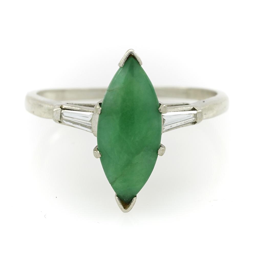 Platinum, jade and diamond ring. (1 of 1)