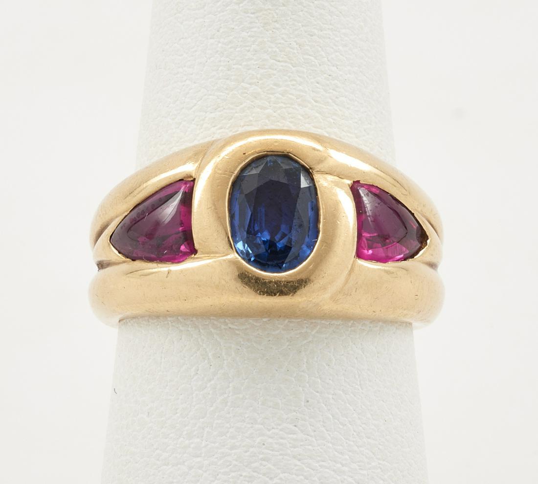 18k Yellow gold, sapphire & ruby ring (1 of 4)