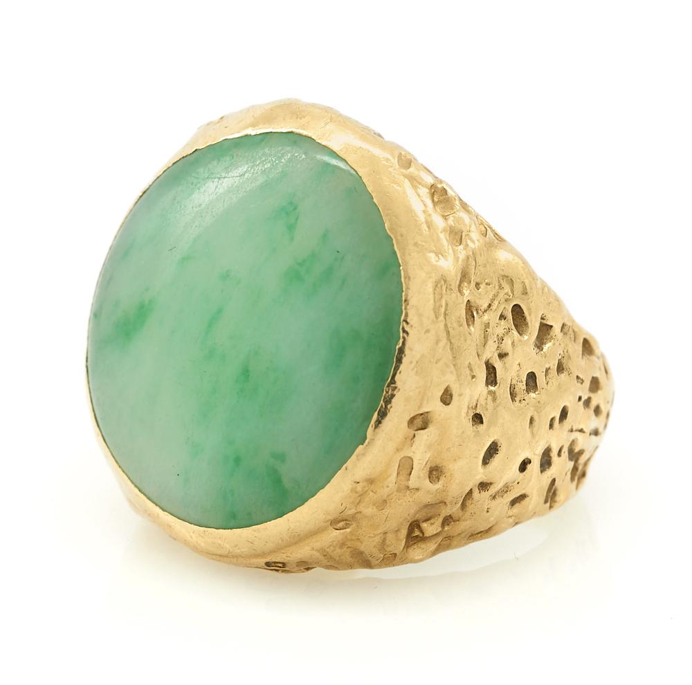 14k Yellow gold and jade nugget style ring (1 of 1)
