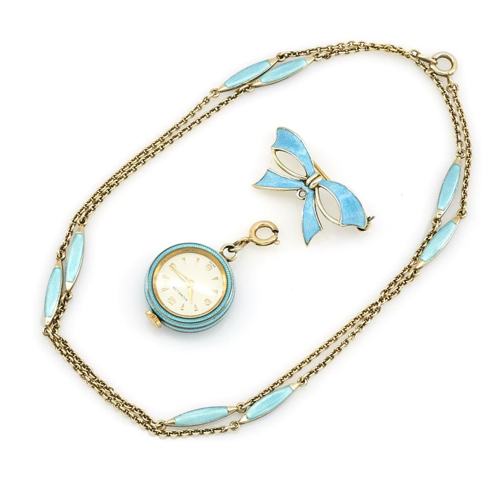 Gubelin guilloche enamel pin/pendant watch (1 of 4)