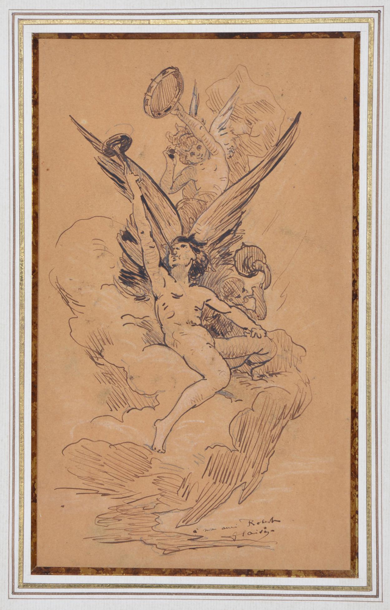 George Clarin, Angel Musicians in the clouds, Drawing (1 of 5)