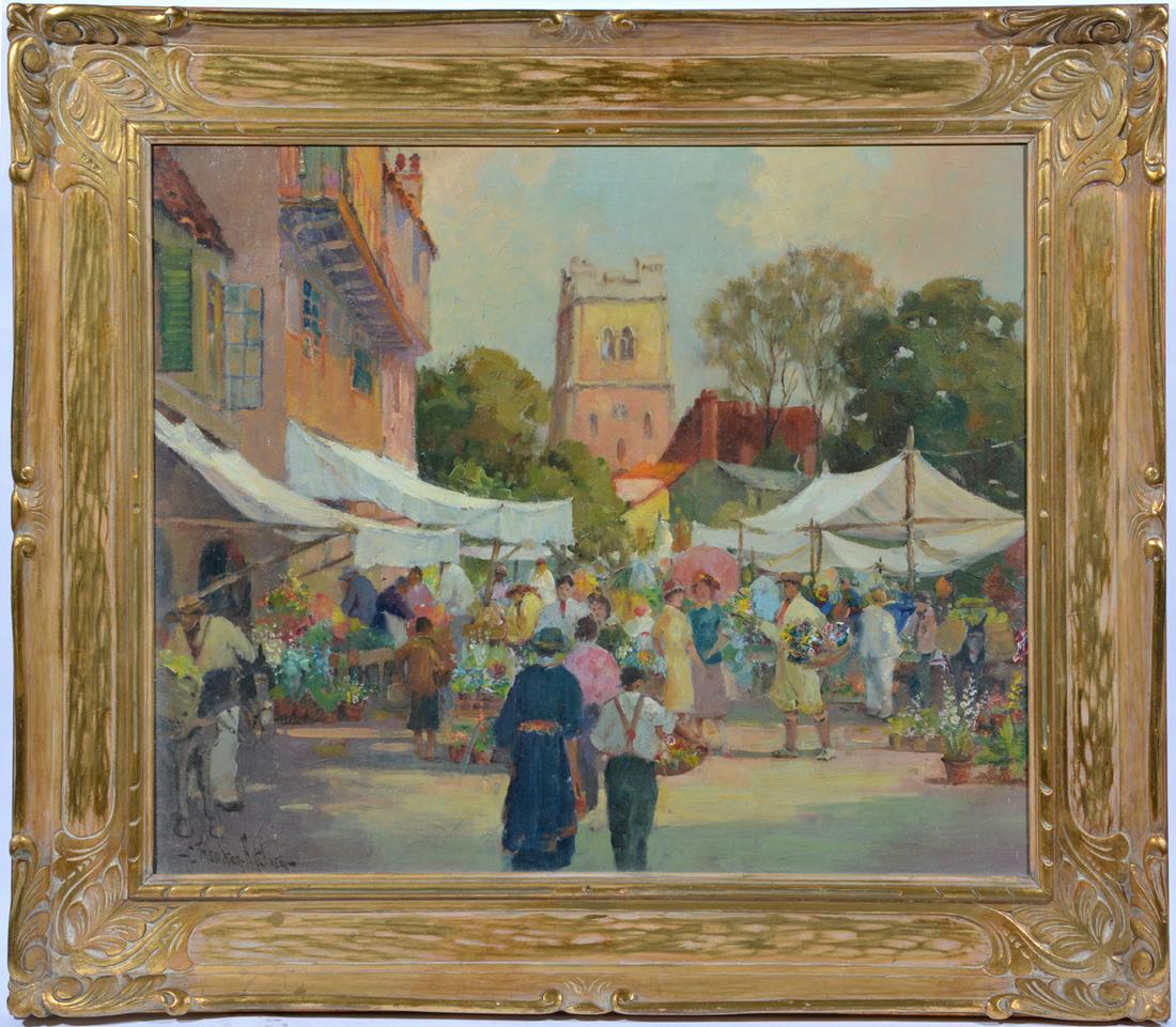 George Pritchard (1878-1962), Flower Market Painting (1 of 4)